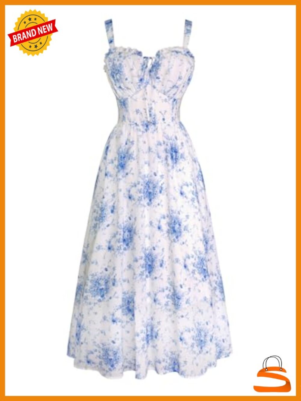 Floral Corset Milkmaid Dress with Pockets Square Neck